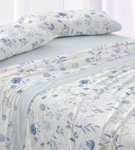 Juego de sábanas color azul diseño floral 144