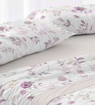 Juego de sábanas color nude diseño floral acuarelado 144