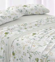 Juego de sábanas color menta diseño floral acuarelado 144