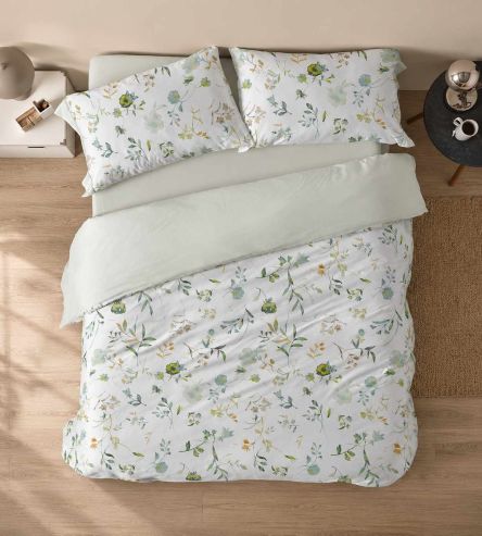 Juego funda nórdica color menta diseño floral 144