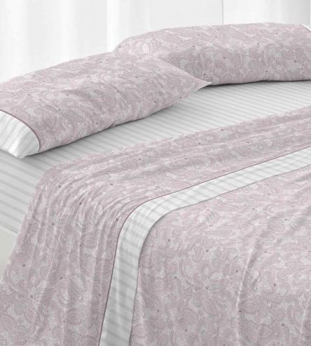 Juego de sábanas algodón 100% color nude diseño paisley 636