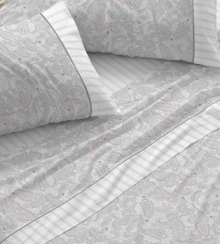 Juego de sábanas algodón 100% color gris diseño paisley 636