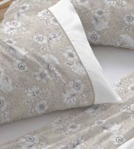 Juego de sábanas algodón 100% color beige diseño floral 637