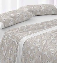 Juego de sábanas algodón 100% color beige diseño floral 637