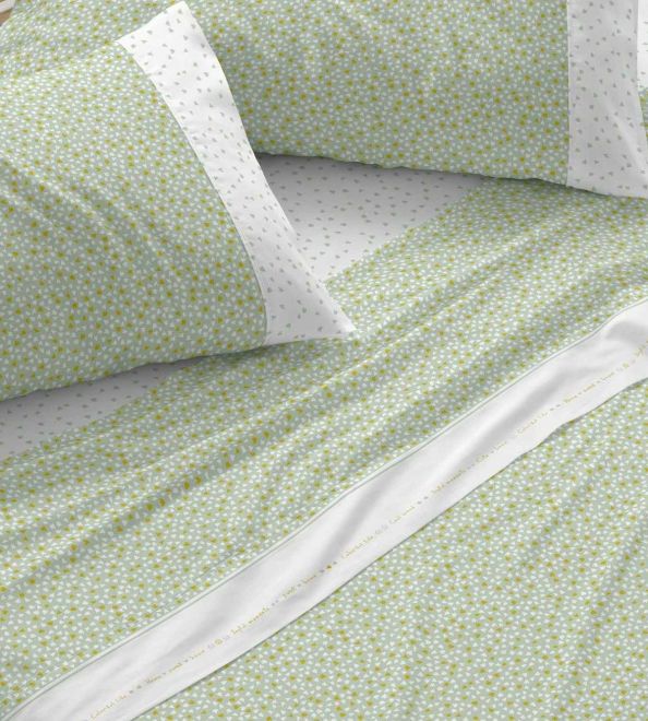 Juego de sábanas color verde diseño floral 183