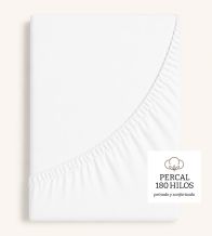 Sábanas bajeras Algodón Percal, Diseño 400 - Blanco