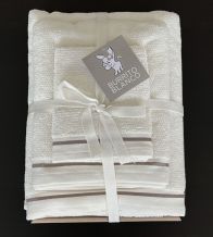 Juego de toallas de rizo algodón , diseño 213 color Crema