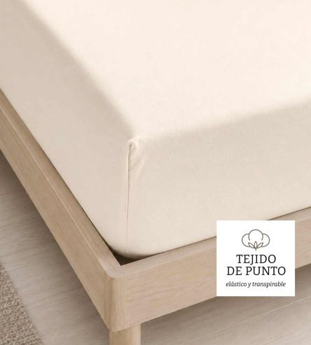 Sábana bajera beige 100% Algodón Tejido de Punto  ADJ001