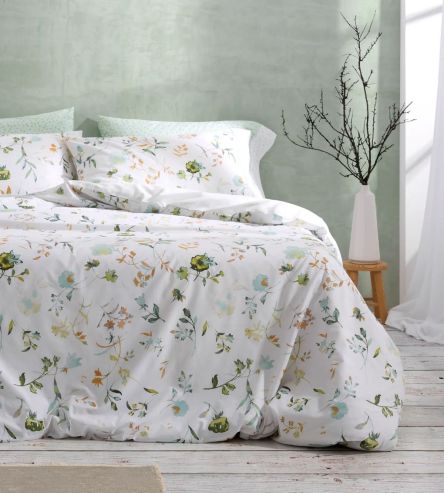 Juego funda nórdica color menta diseño floral 144