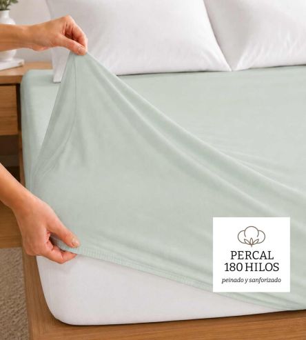 Sábana bajera Algodón Percal, Diseño 400 - Menta