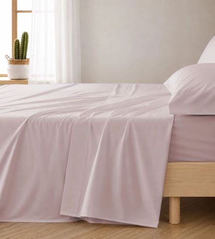 Juegos de sábanas hostelería rosa nude, algodón  T12