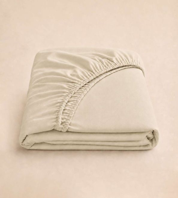 Sábanas bajeras ajustables Algodón-Poliéster 50/50, A7 Beige