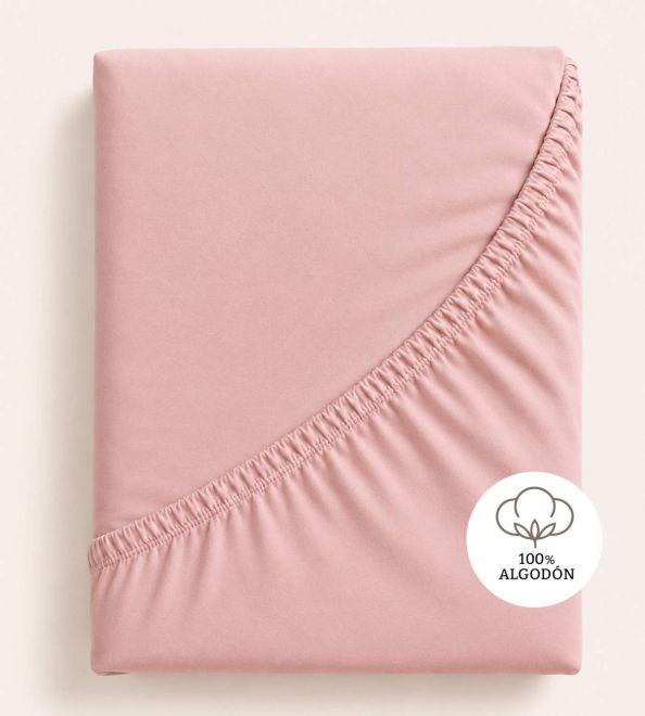 Sábana bajera ajustable Algodón, A8 Rosa
