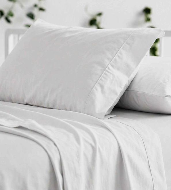 Juego de sábanas de Algodón Percal, Diseño 400 - Blanco