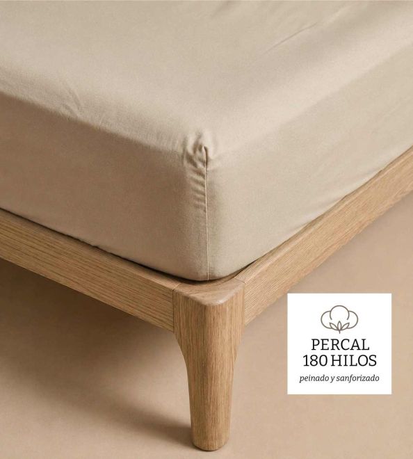 Sábana bajera Algodón Percal 180 Hilos, Diseño 400 - Crudo