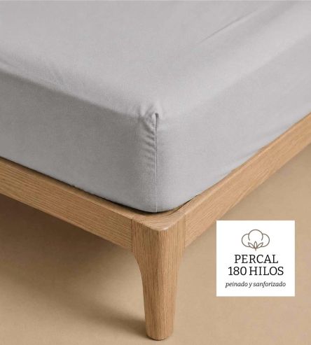 Sábana bajera Algodón Percal 180 Hilos, Diseño 400 - Gris
