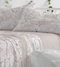 Juego de sábanas algodón color nude floral 579