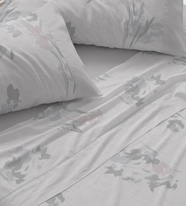 Juego de sábanas gris floral 057