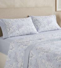 Juego de sábanas algodón azul floral 579