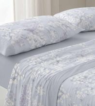 Juego de sábanas algodón azul floral 579
