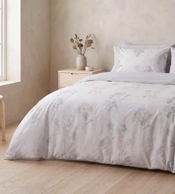 Juego funda nórdica gris floral 057