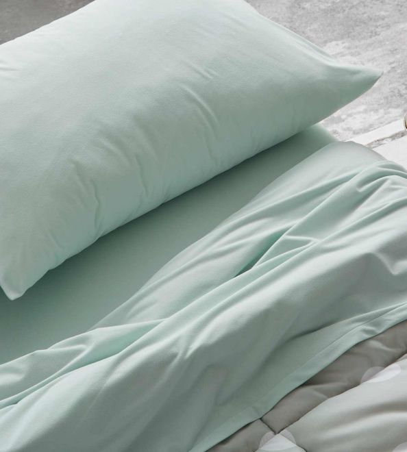 Juego de sábanas tejido Velvelina®, 003 Menta - Nuevas sábanas de invierno, textura aterciopelada