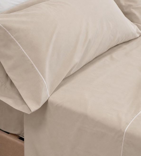 Juego sábanas algodón 100%, color Beige 685